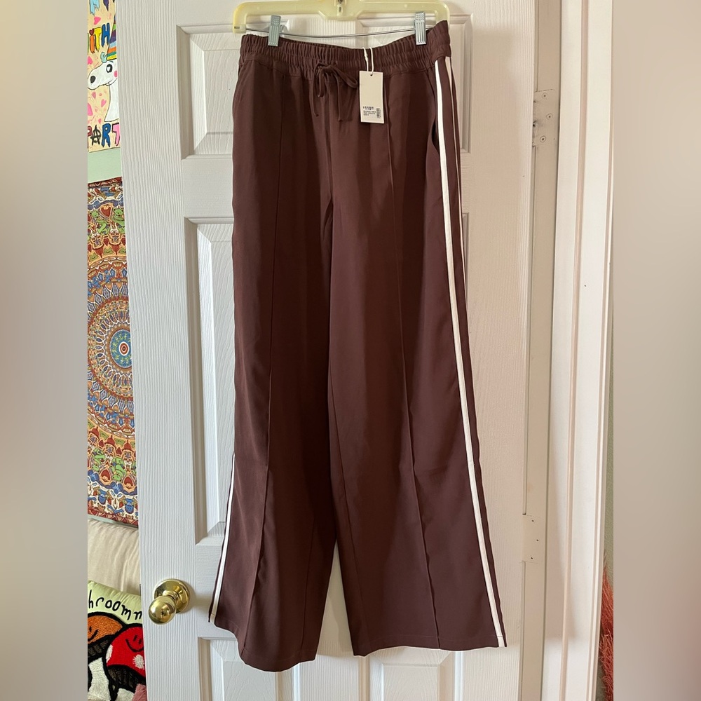 Z Supply Wide-Leg Track Pants with White Side Stripe